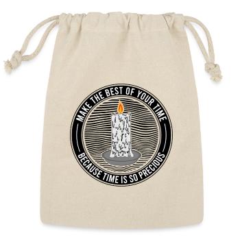Time Is Precious Candle Quote - Reusable Gift Bag - Natural - Front