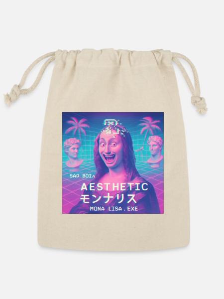 Vaporwave Mona Lisa Glitch - Reusable Gift Bag - Natural