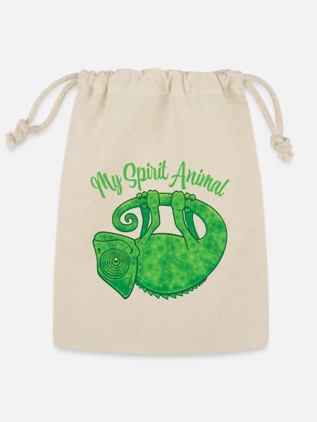 Levitating Lizard Chameleon Spirit Animal - Reusable Gift Bag - Natural