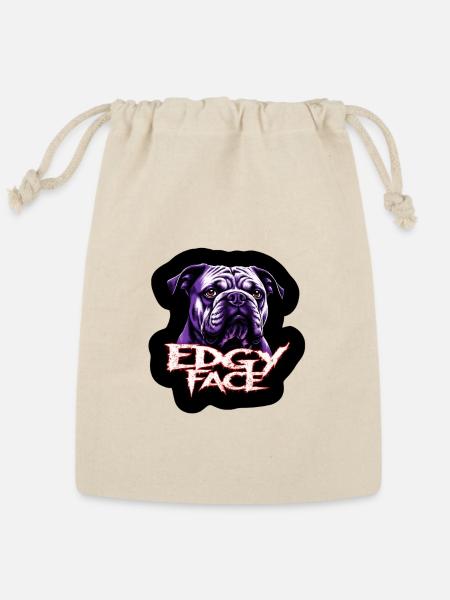 Edgy Bulldog Purple Graphic - Reusable Gift Bag - Natural