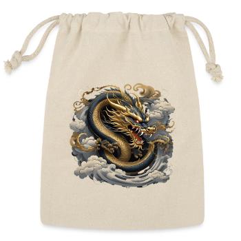 Golden Fire Dragon – Fantasy Digital Art - Reusable Gift Bag - Natural - Front