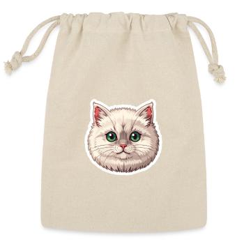 Whiskered Emerald Gaze - Reusable Gift Bag - Natural - Front