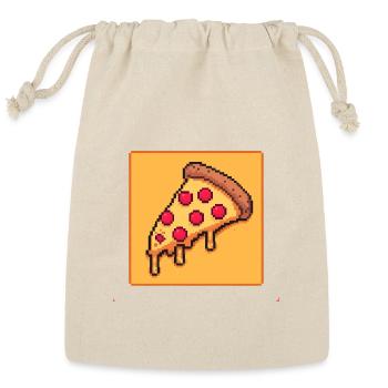 Pixel Art Pizza Slice Tee | Retro Gaming Food  - Reusable Gift Bag - Natural - Front