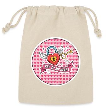 Key to My Heart: Heartlock Design - Reusable Gift Bag - Natural - Front