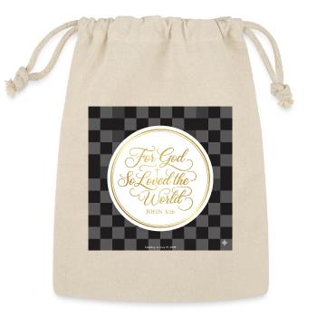 Gold Script John 3:16 Circle - Reusable Gift Bag - Natural - Front