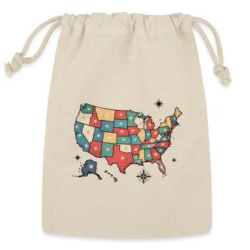Colorful US State Map Starburst - Reusable Gift Bag - Natural - Front