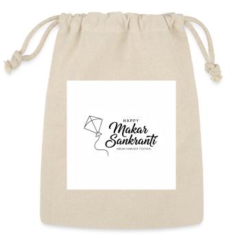Makar Sankranti Kite Logo Harvest Festival - Reusable Gift Bag - Natural - Front
