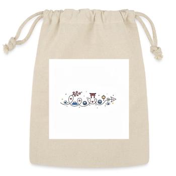 Whimsical Japan Sketch Mt Fuji and Waves - Reusable Gift Bag - Natural - Front