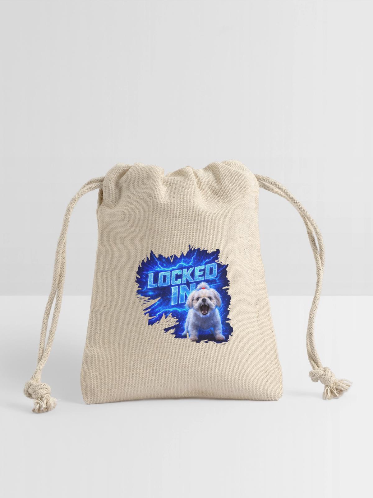 Locked In Pup Power - Reusable Gift Bag - Natural - Front