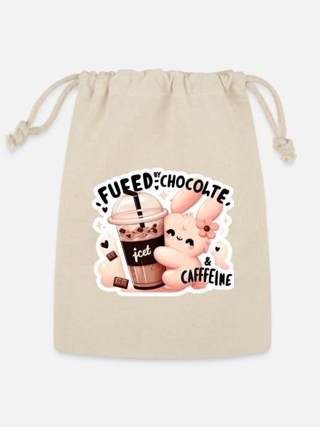 Fueled by Chocolate & Caffeine – Cute Bunny Editio - Reusable Gift Bag - Natural