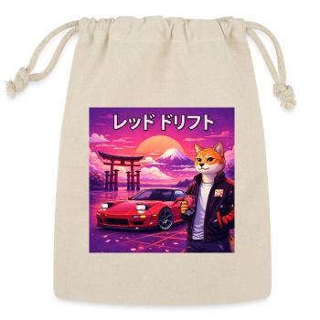 Red Drift Shiba Neon Sunset - Reusable Gift Bag - Natural - Front