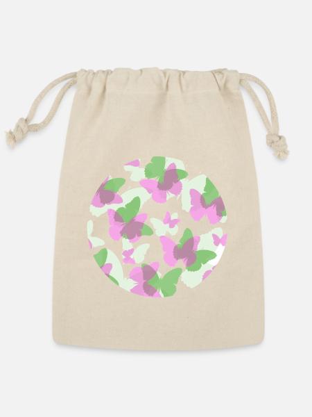 Pastel Butterfly Circle Print - Reusable Gift Bag - Natural