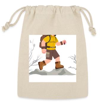 Trailbound Hiker Illustration - Reusable Gift Bag - Natural - Front