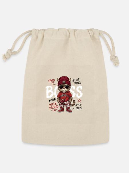 Cat Boss Streetwear Icon - Reusable Gift Bag - Natural