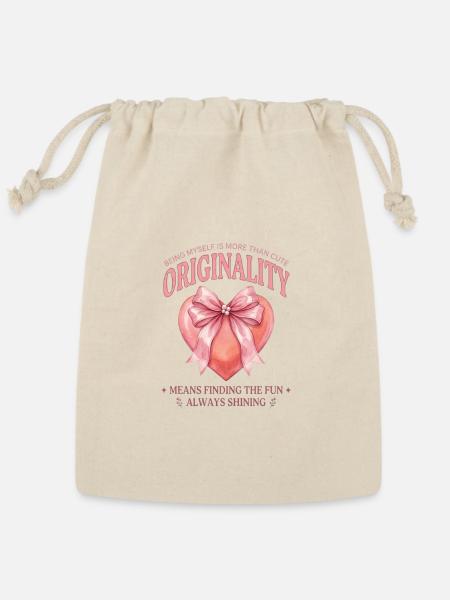Originality Heart Bow Design - Reusable Gift Bag - Natural