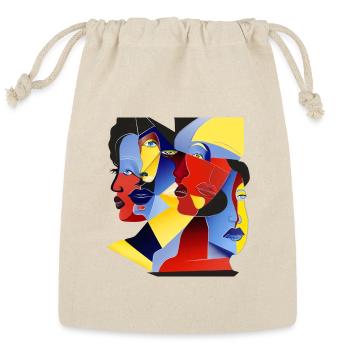 Cubist Geometric Faces - Reusable Gift Bag - Natural - Front