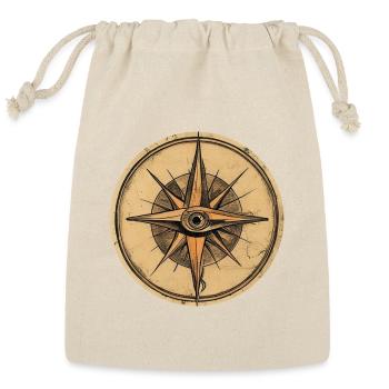 Stoic Flame Compass Rose Inner Eye Philosophy Tee - Reusable Gift Bag - Natural - Front