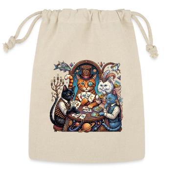 Cats playing cards - Reusable Gift Bag - Natural - Front