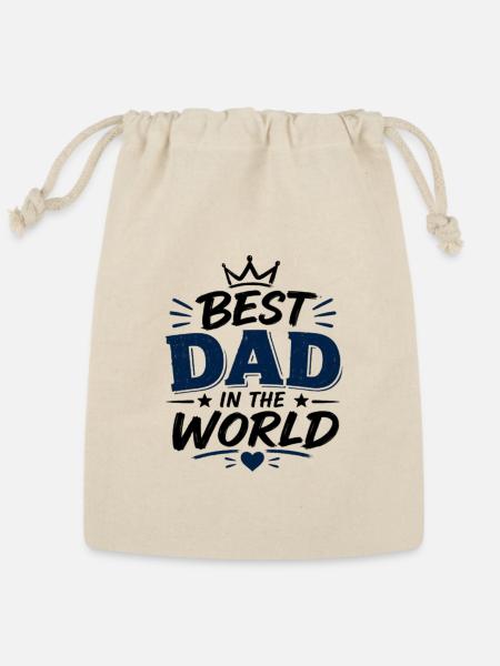 Best Dad In The World - Father's Day Gift Idea - Reusable Gift Bag - Natural