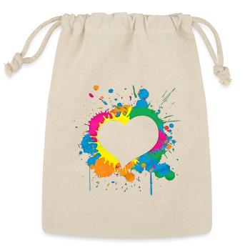 Unique Love Heart Multi Color Paint Splash tshirt - Reusable Gift Bag - Natural - Front