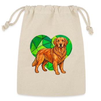 Cubist Golden Retriever Heart Geometric Pet Art - Reusable Gift Bag - Natural - Front