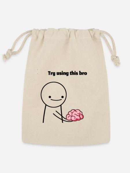 Brain Boost Bro Doodle - Reusable Gift Bag - Natural