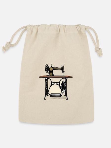 Vintage Sewing Machine Illustration - Reusable Gift Bag - Natural