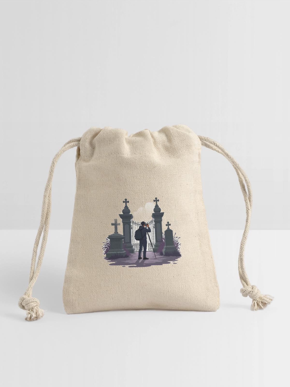 Gothic Cemetery Gate Photographer - Reusable Gift Bag - Natural - Front