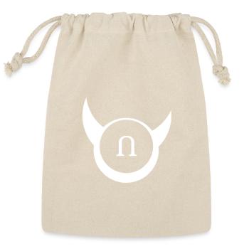 Cute Horned Letter N – Unique White Alphabet Monst - Reusable Gift Bag - Natural - Front