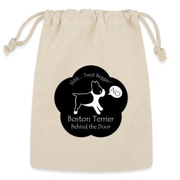Boston Terrier Treat Beggar Black Base - Reusable Gift Bag - Natural - Front