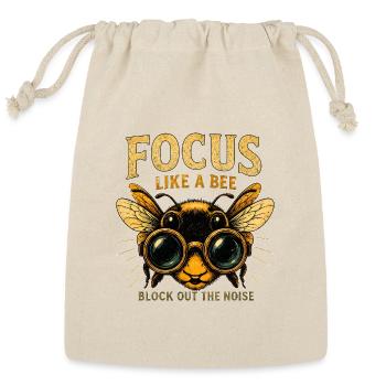 Focus Like a Bee | Funny Bee Vintage Design - Reusable Gift Bag - Natural - Front