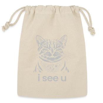 I See U - Gangsta Cat Meme - Reusable Gift Bag - Natural - Front
