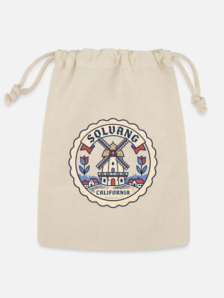 Solvang Windmill Crest California - Reusable Gift Bag - Natural