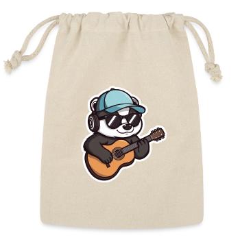 Cute Badger Playing Guitar Kawaii Sticker Art - Reusable Gift Bag - Natural - Front