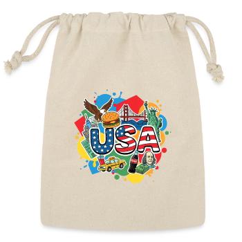 USA Icon Pop Art Mosaic - Reusable Gift Bag - Natural - Front