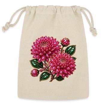 Crystal Pink Chrysanthemum Jewel - Reusable Gift Bag - Natural - Front