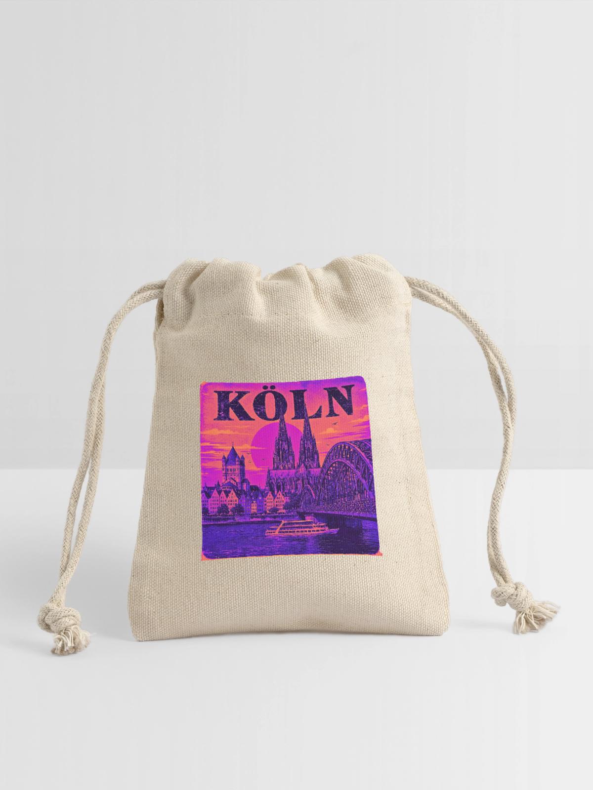 Koeln-Skyline-Retro-Sunset-Art-Print-Cologne-Köln - Reusable Gift Bag - Natural - Front