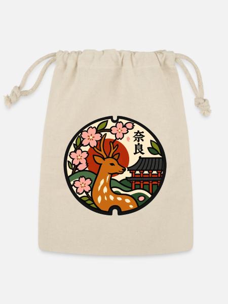 Nara Manhole Art - Reusable Gift Bag - Natural