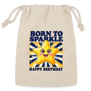 Born to Sparkle Birthday Star - Reusable Gift Bag - Natural - Front