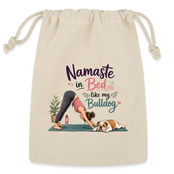 Namaste in Bed Like My Bulldog - Reusable Gift Bag - Natural - Front