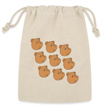 Cartoon bear faces - Reusable Gift Bag - Natural - Front