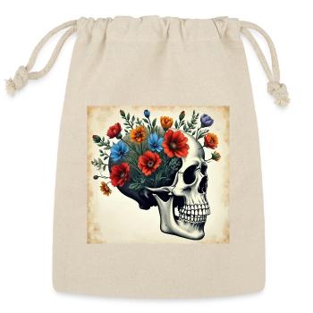 Floral Skull Art for Unique Apparel - Reusable Gift Bag - Natural - Front