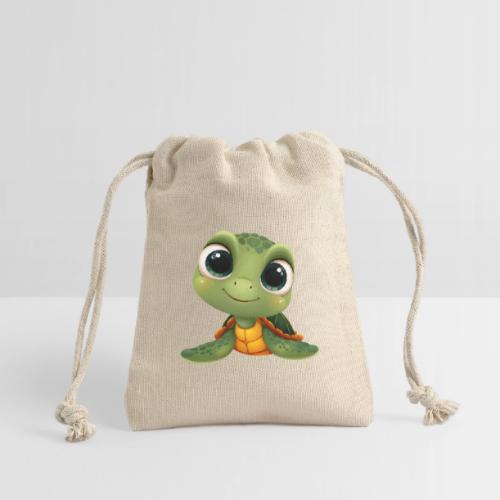 Cheerful Green Cartoon Sea Turtle with Big Eyes - Reusable Gift Bag