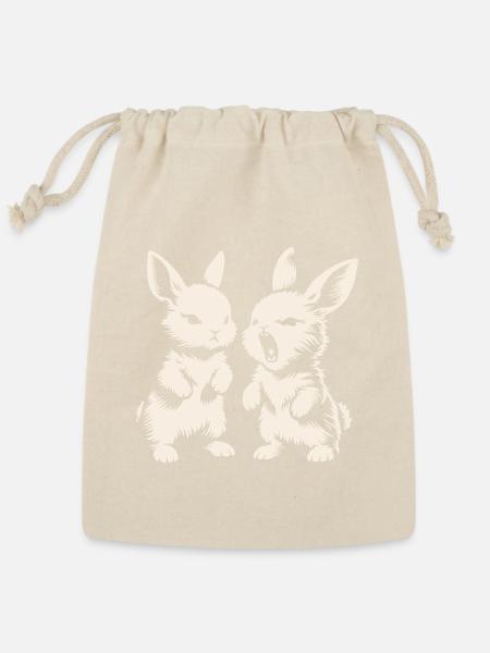 Cute Bunny Couple - Reusable Gift Bag - Natural