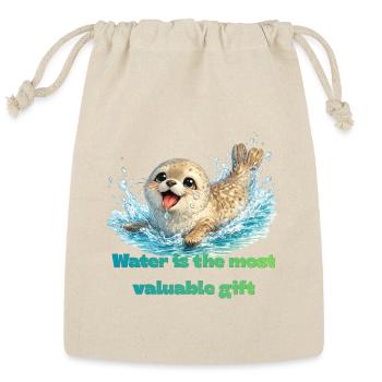 Seal Water Conservation Inspirational Design - Reusable Gift Bag - Natural - Front