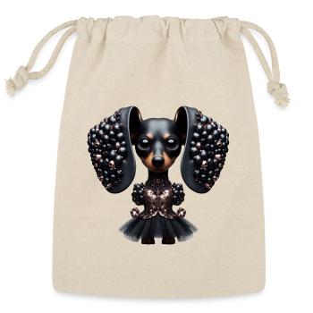 Gothic Dachshund Princess – Dark Surreal Doxie Dog - Reusable Gift Bag - Natural - Front
