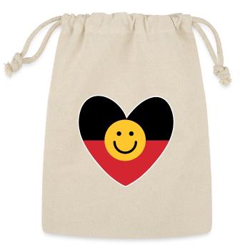 Australian Aboriginal heart with smile face - Reusable Gift Bag - Natural - Front
