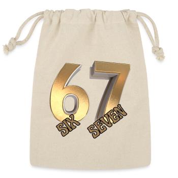 Golden 6 7 Numeral Emblem - Reusable Gift Bag - Natural - Front