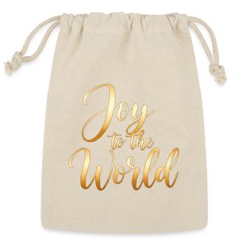 Joy to the World Gold Script - Reusable Gift Bag - Natural - Front