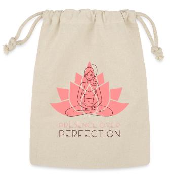 Presence Over Perfection— Mindfulness Lotus Design - Reusable Gift Bag - Natural - Front